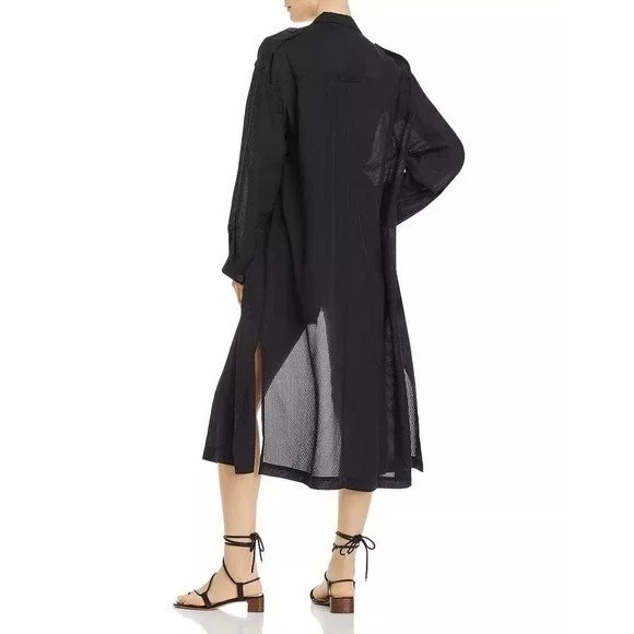 Anine Bing Duster Women S-M Black Mesh Sheer Utility Longline Coverup Dress - Picture 3 of 7